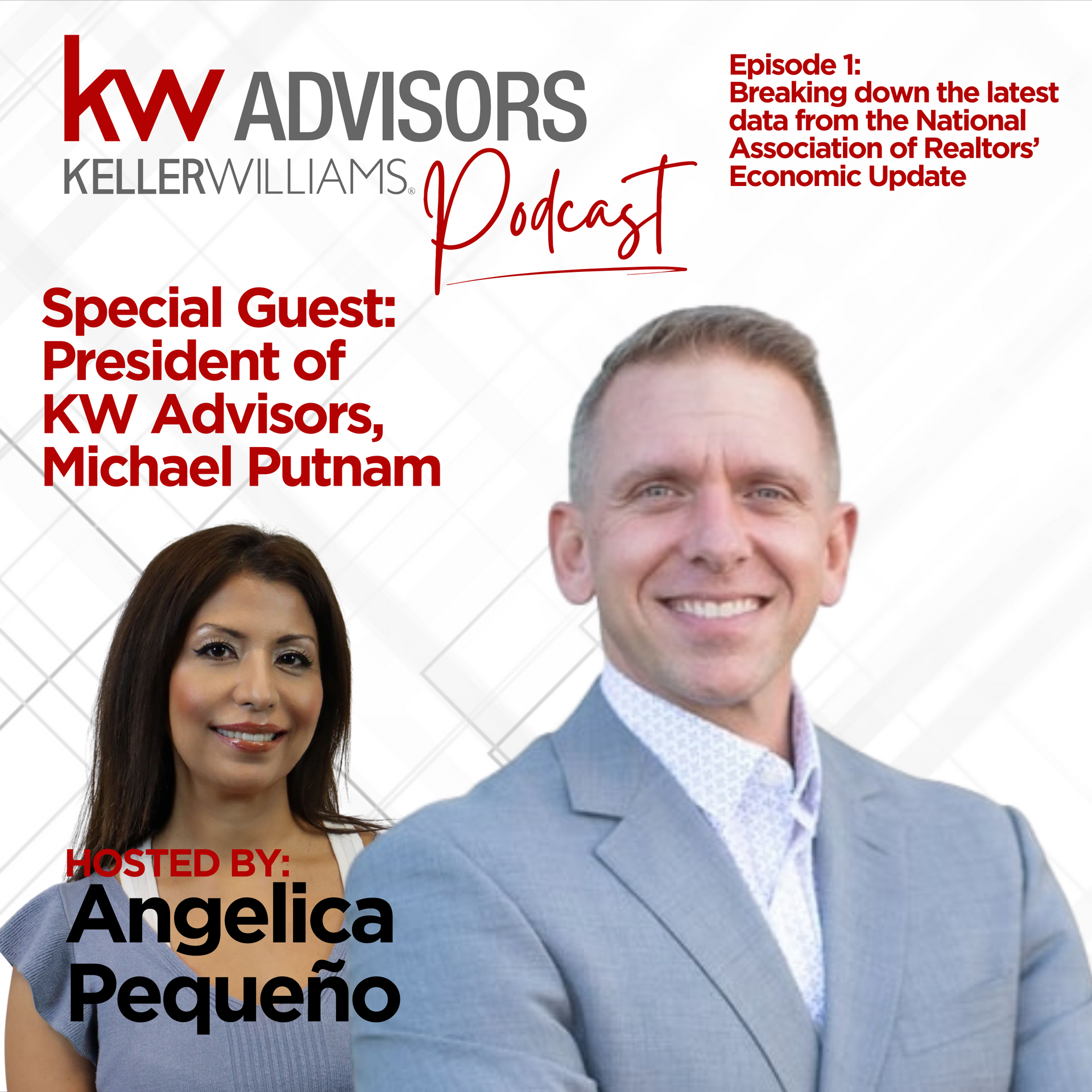 A man and a woman are on a keller williams podcast