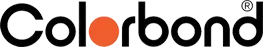 Colorbond logo with orange dot in the middle, and registered symbol.