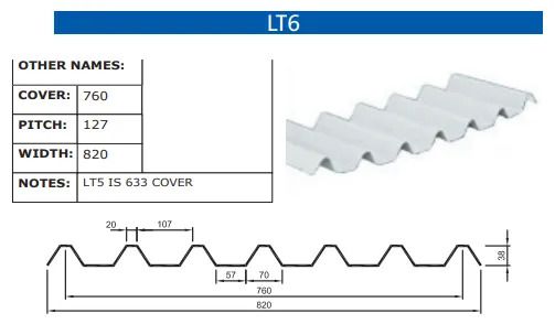 A drawing of a roof with the letters lt6 on it