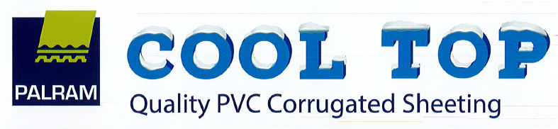 Logo for Cool Top, quality PVC corrugated sheeting. Features blue text and logo.