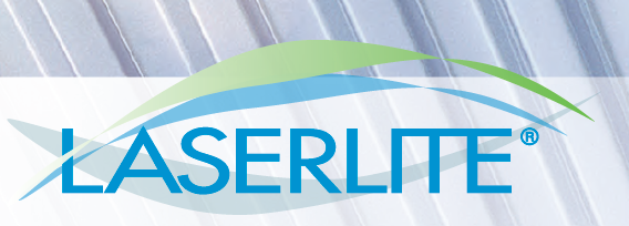 Laserlite logo with stylized blue and green arch, with 