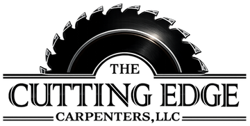 Logo for "The Cutting Edge Carpenters, LLC" featuring a saw blade above the text.
