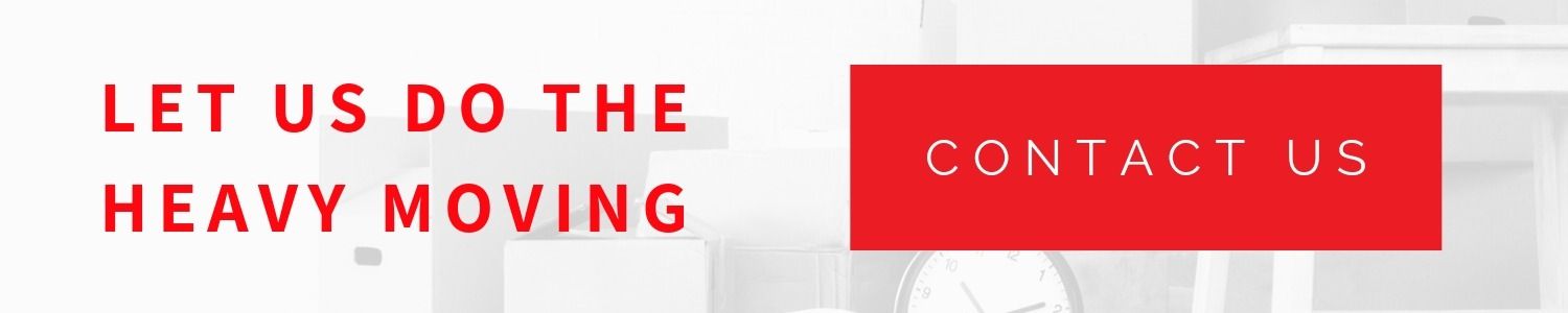 Red banner with “LET US DO THE HEAVY MOVING” and a “CONTACT US” button.