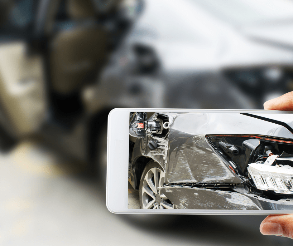A heavily damaged car after an accident.