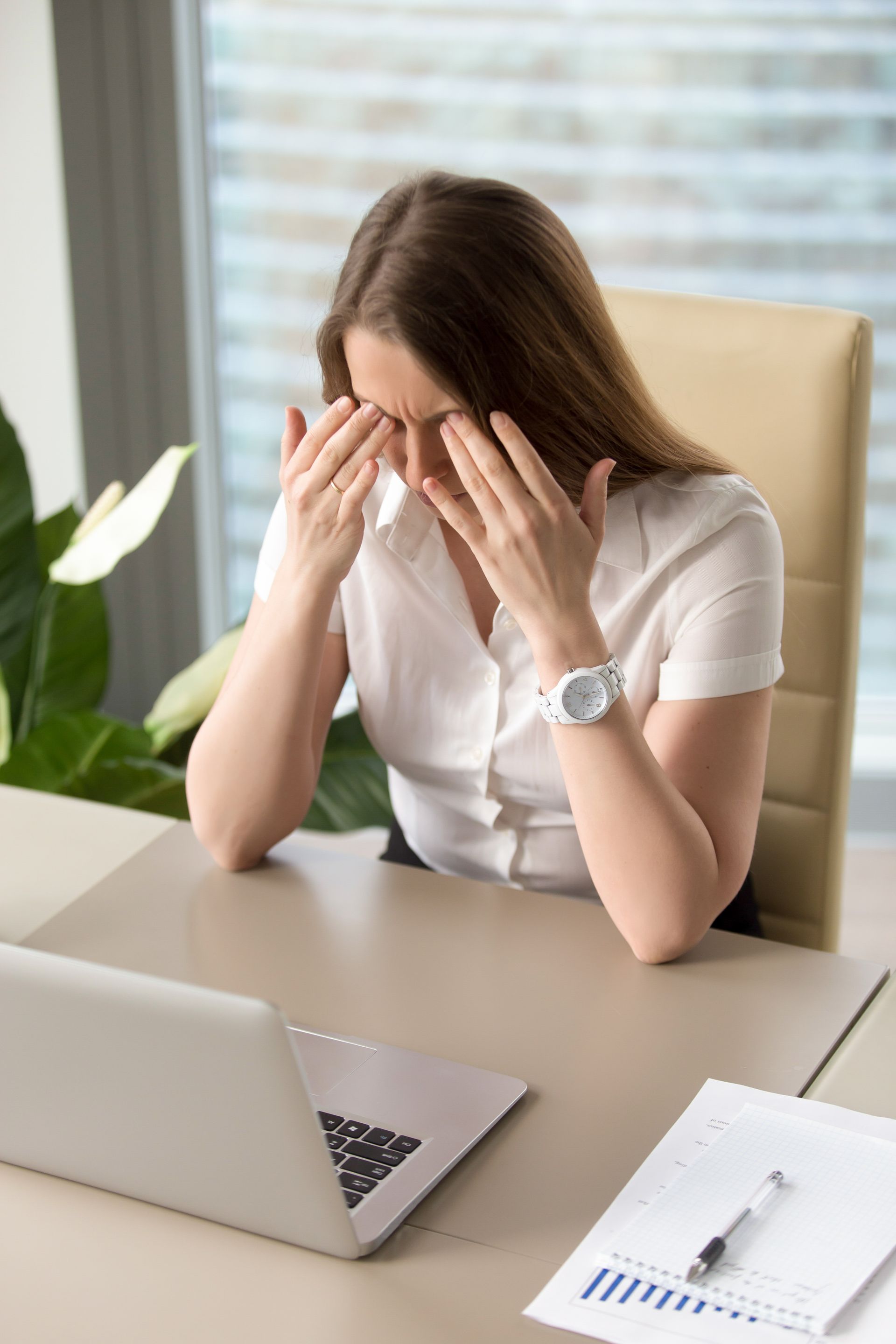 woman with eye strain