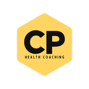 The logo for cp health coaching is yellow and black.