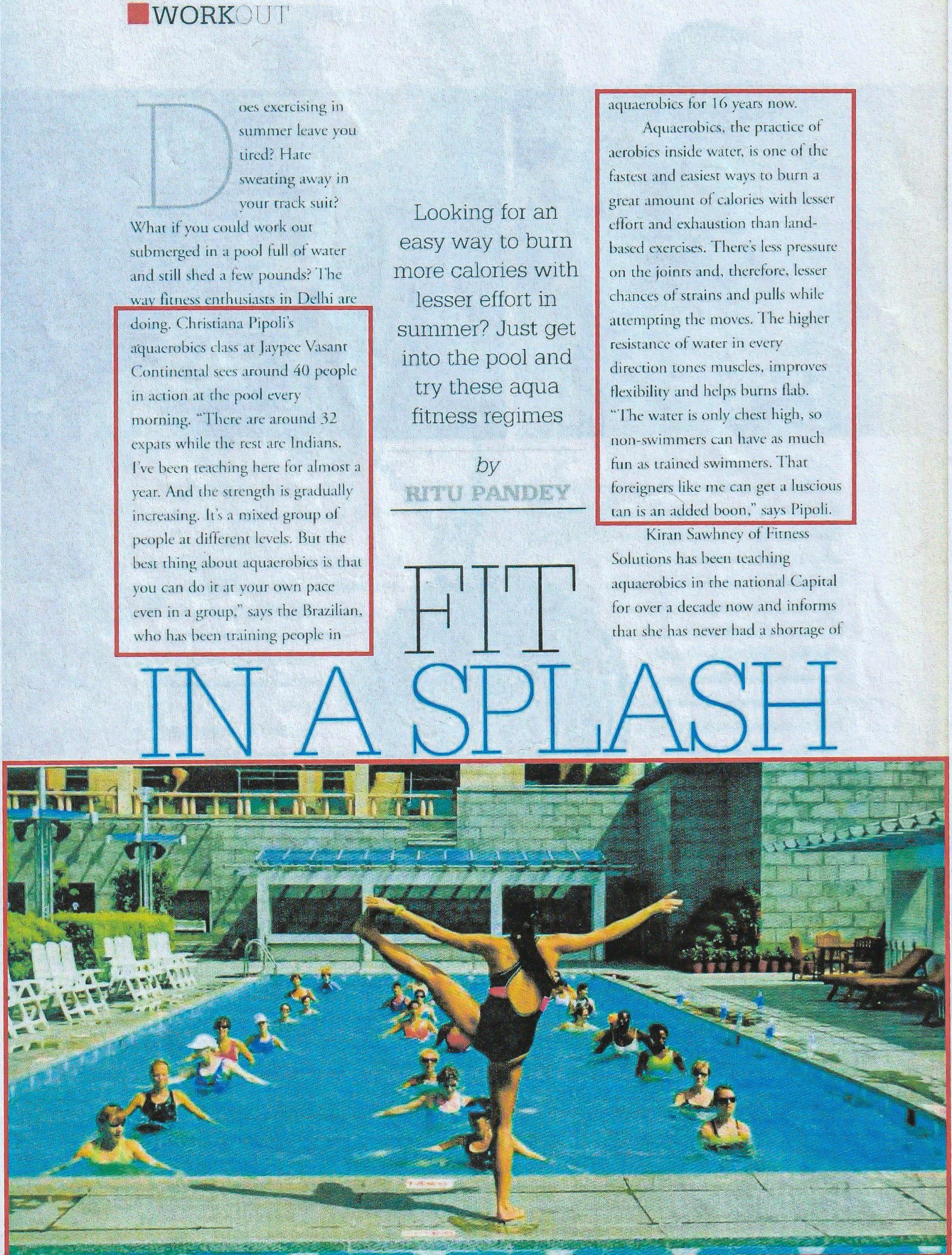 A magazine article titled fit in a splash