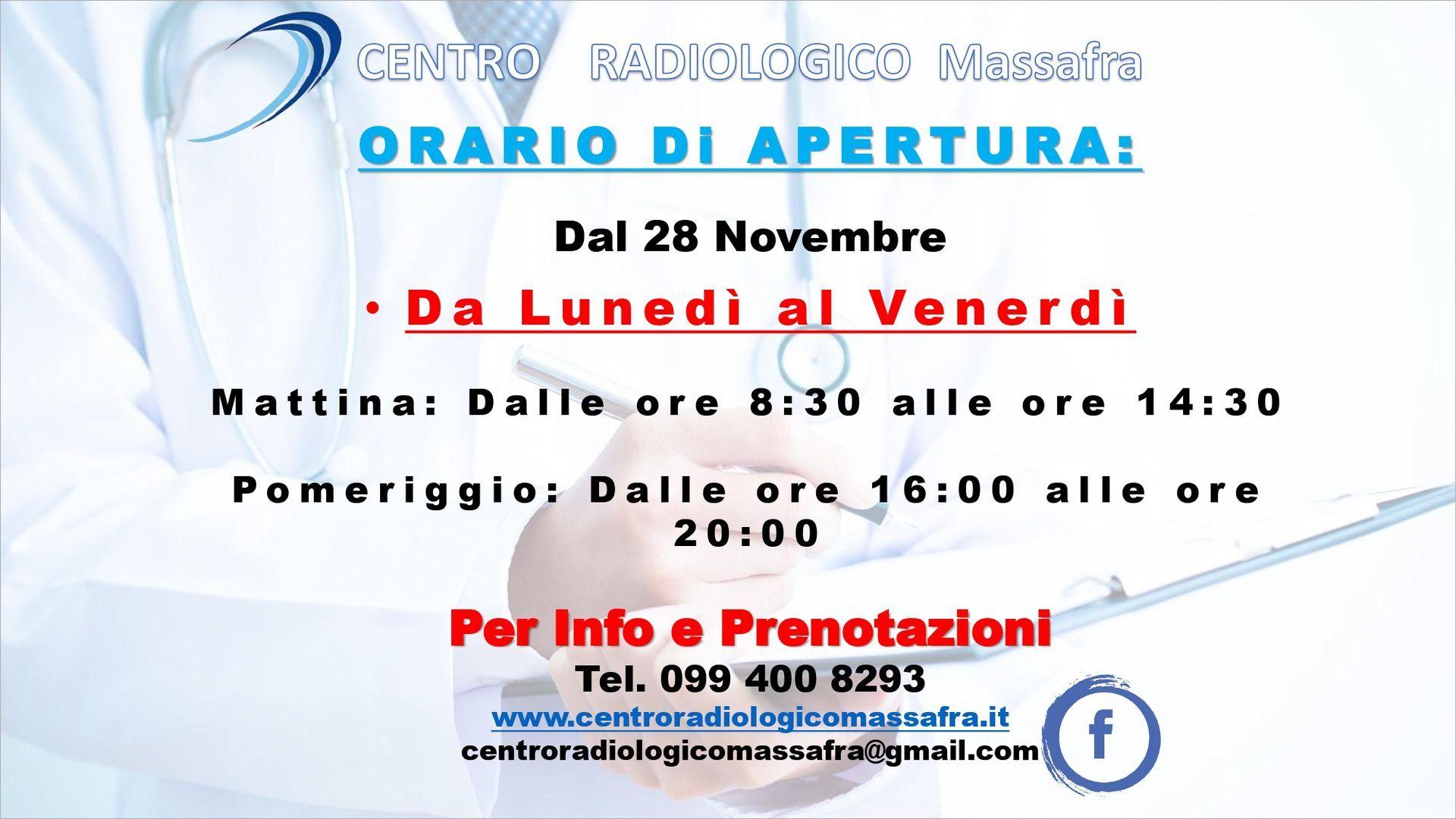 Apertura dal 28 novembre Apertura dal 28 novembre