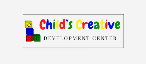 Logo for Child’s Creative Development Center with colorful letters and stacked blocks