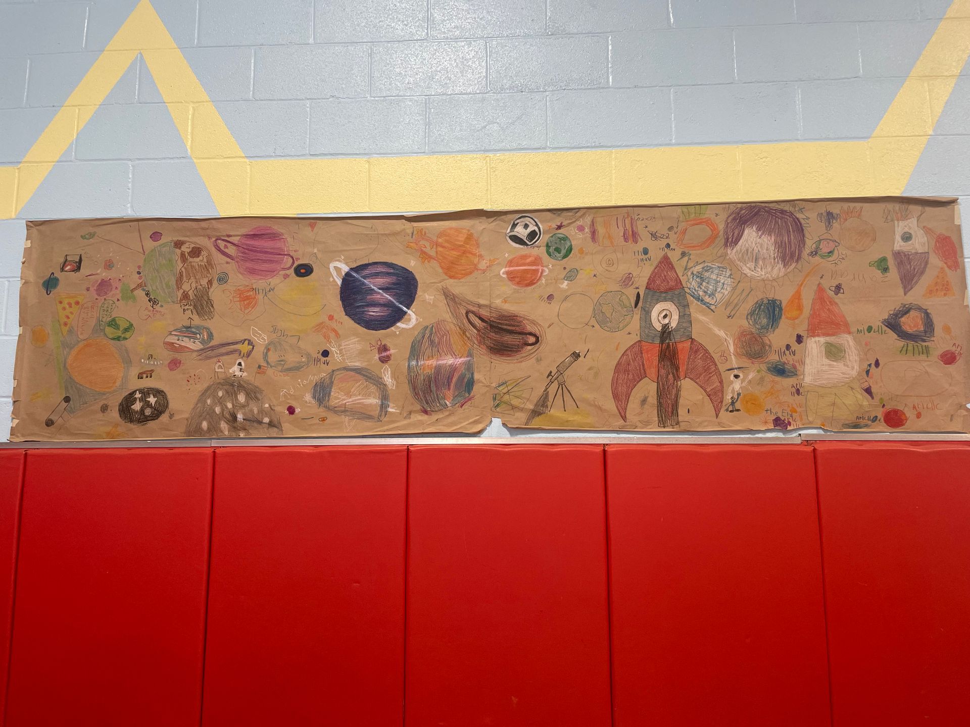 Group art project on display.
