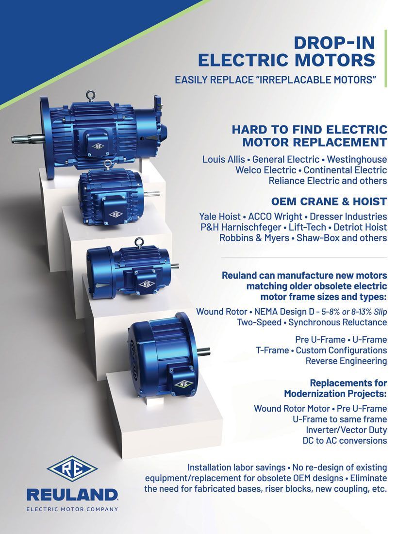 Reuland electric motors on pedestals