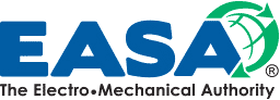 The logo for the electro mechanical authority is blue and green