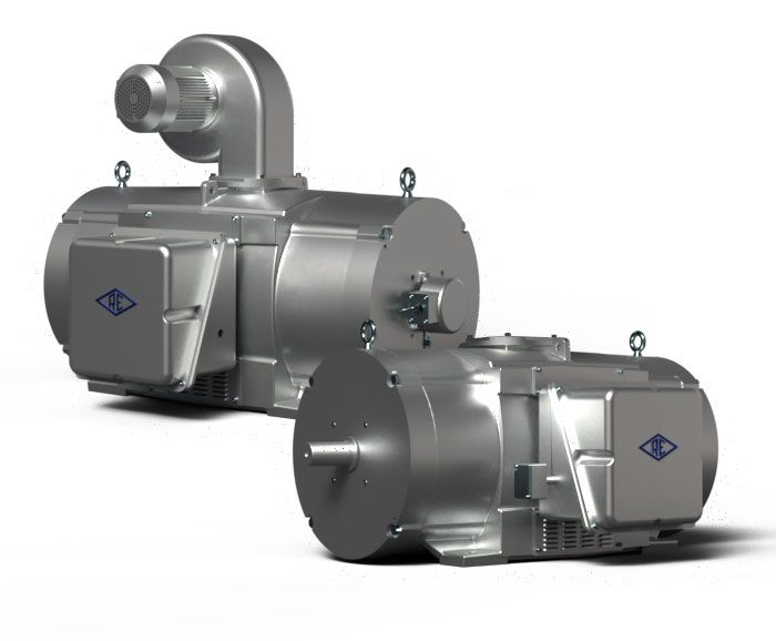 Two stainless steel motors are sitting next to each other on a white background.
