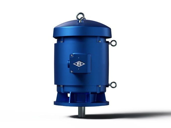 A 3d model of a gray electric motor on a white background.