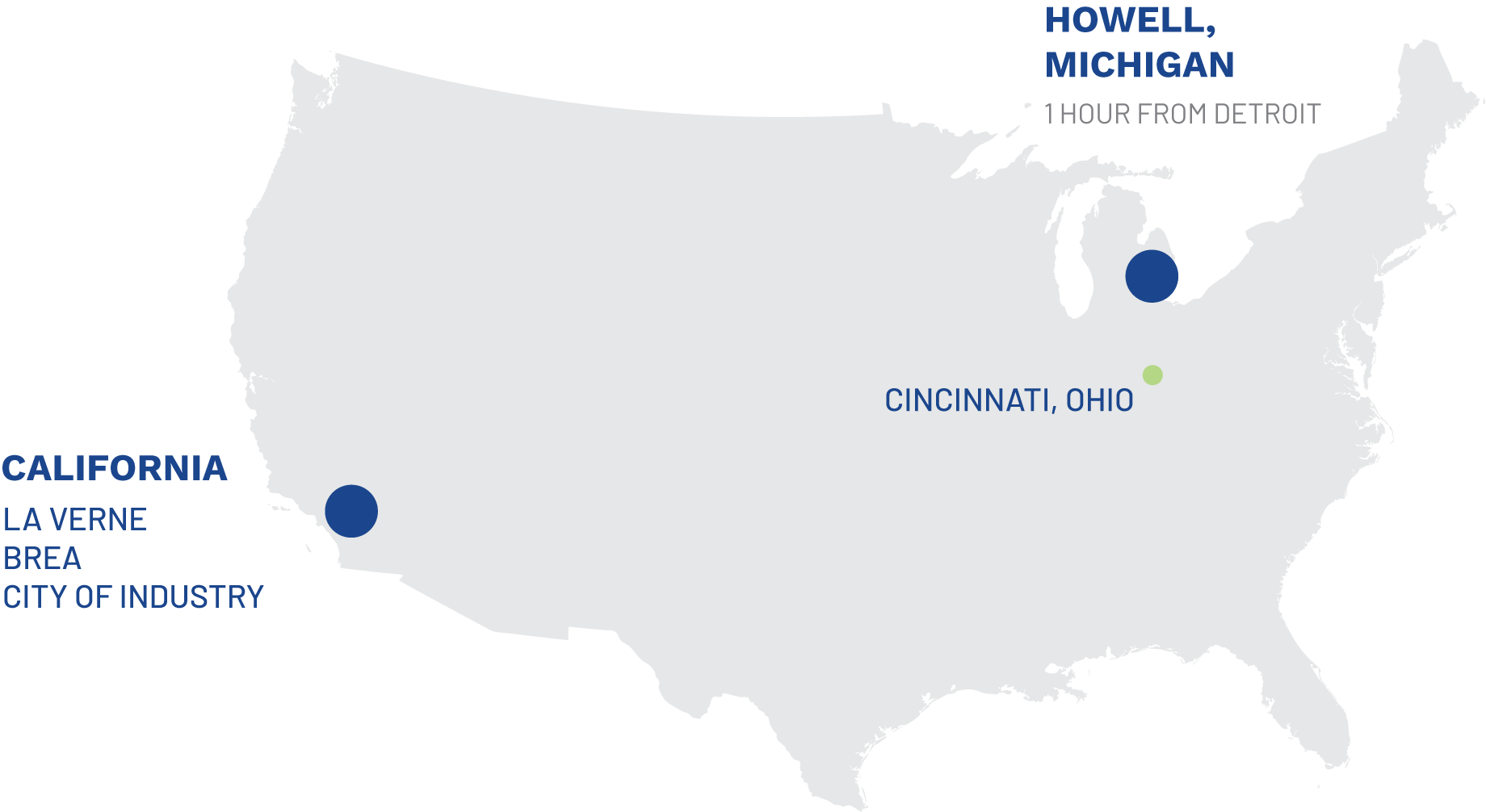 A map of the united states showing the location of the city of industry in california.