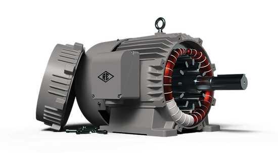 Electric motor with exposed copper windings and detached cover