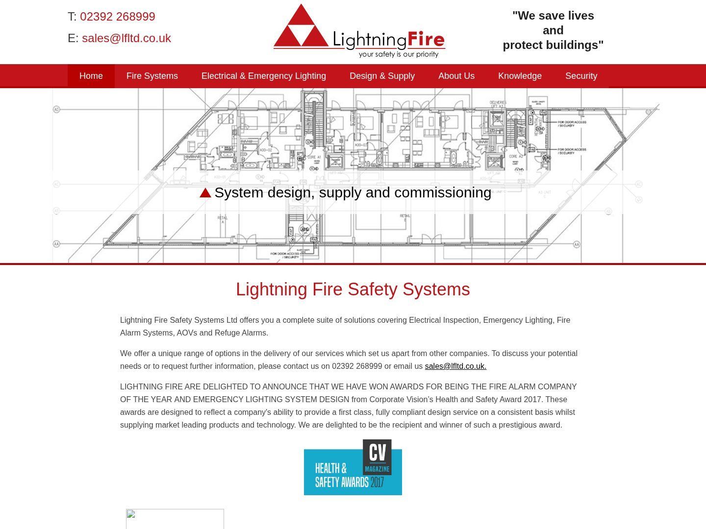 Lightning Safety Systems website before: the old Lightning Fire site