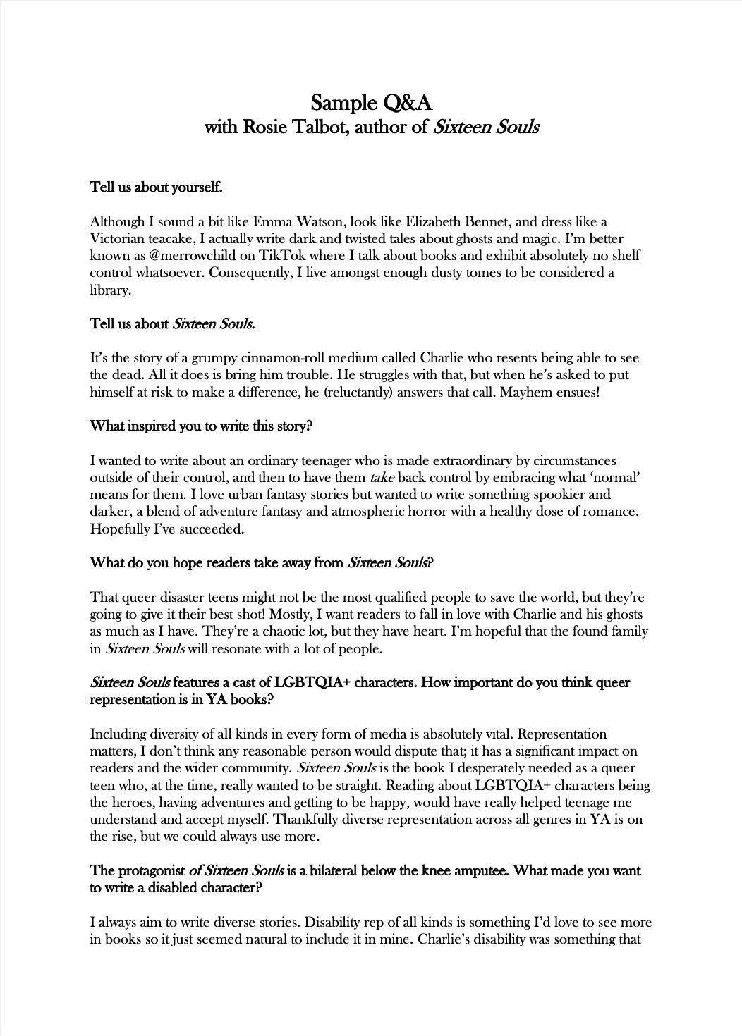 Q & A with Rosie Talbot