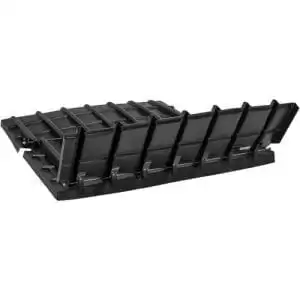 Black plastic snowmobile cargo sled.