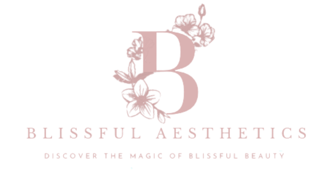 A logo for blissful aesthetics with a letter b on a white background.