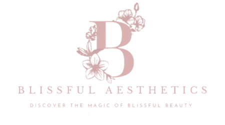 A logo for blissful aesthetics with a letter b on a white background.