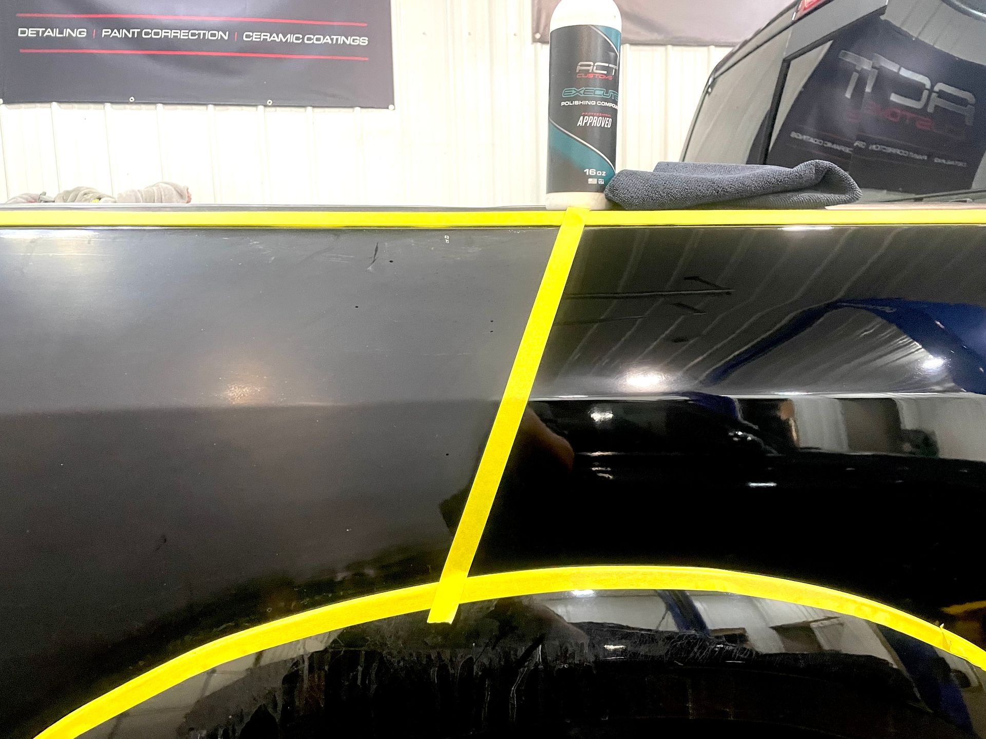 A close up of a car with a yellow circle around it.