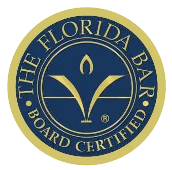 The Florida Bar logo: board certified in Marital & Family Law, with a stylized flame inside a circle.