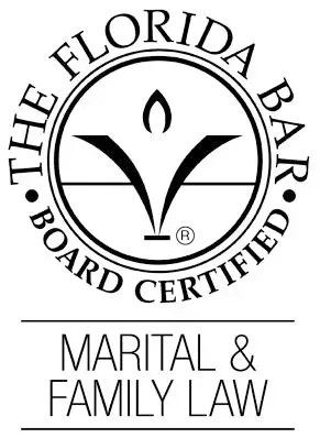 The Florida Bar Board Certified logo for Marital & Family Law. Circle with stylized figure and text.