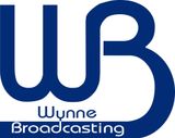 Wynne Broadcasting logo in blue and white with stylized WB letters