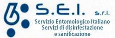 Logo S.E.I. s.r.l. con scritta “Servizio Entomologico Italiano, Servizi di disinfestazione e sanificazione”