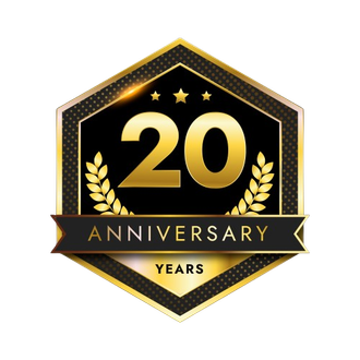 A 20th anniversary badge with a ribbon and laurel wreath