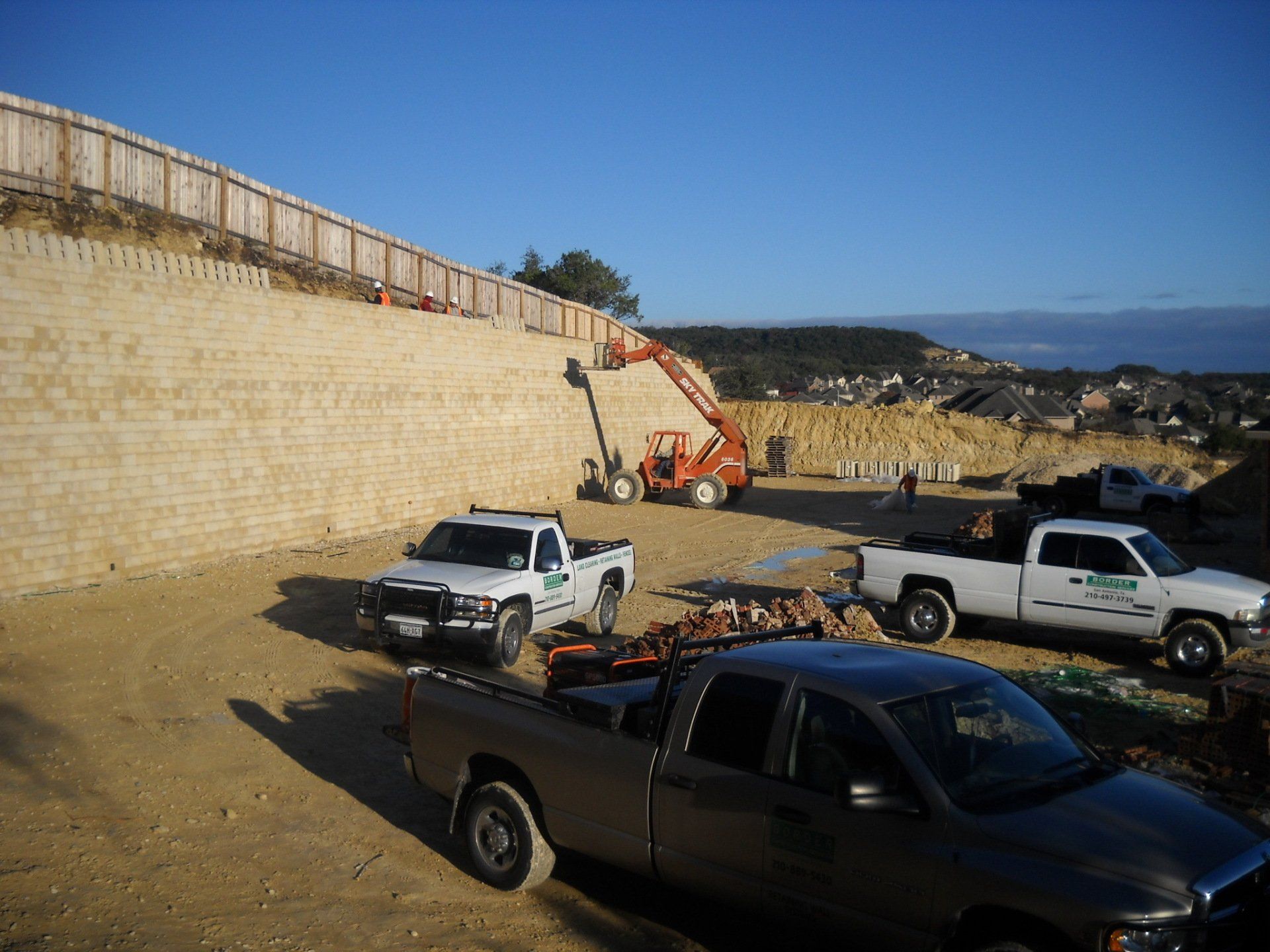 A retaining wall in Comfort, TX by Border Construction Services