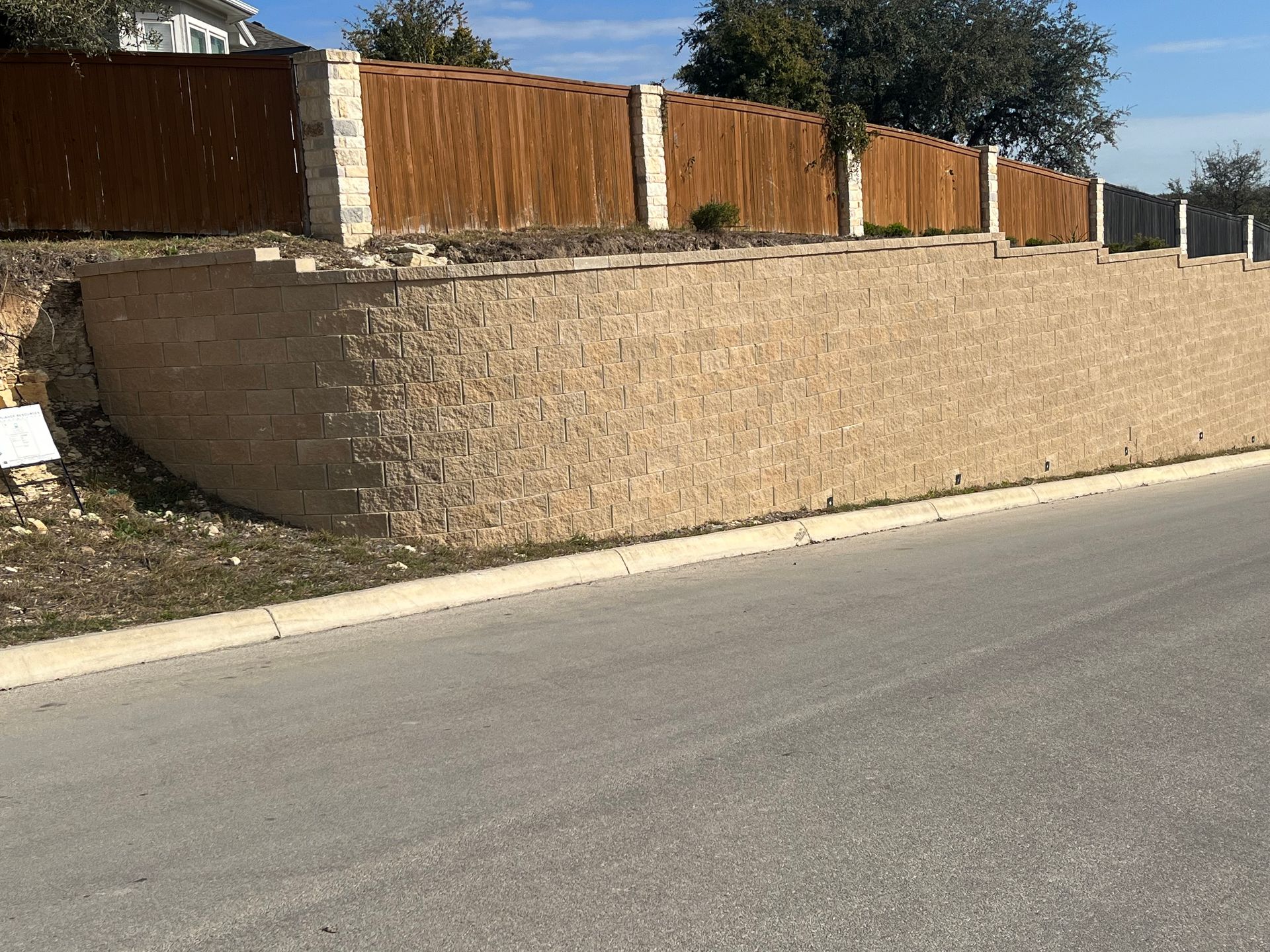 A retaining wall in San Antonio, TX by Border Construction Services