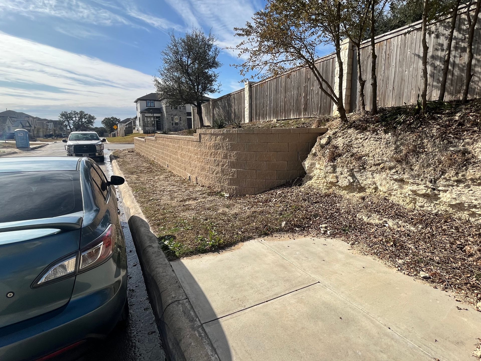 A retaining wall in San Antonio, TX by Border Construction Services