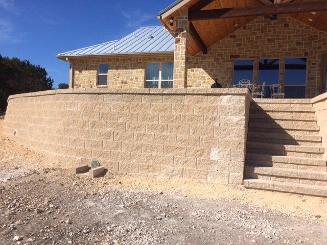 A retaining wall in Comfort, TX by Border Construction Services