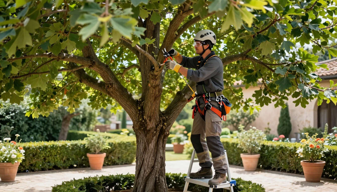 Potatura alberi professionale in un giardino dell’area bolognese