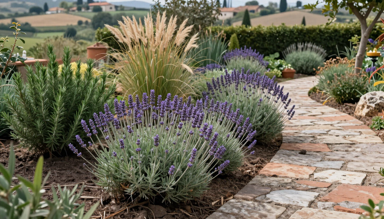 Piante con poca acqua in un giardino sostenibile