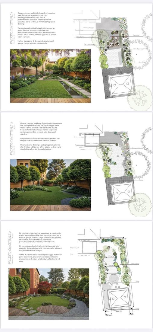 Aiuola e prato curati da Emil Garden con alberature sullo sfondo