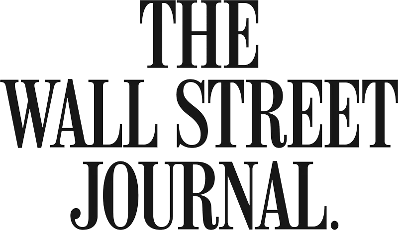 The logo for the wall street journal is black and white.