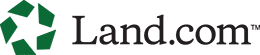 The logo for land.com has a green star on it