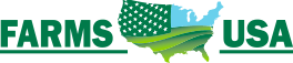A logo for farms usa with a map of the united states