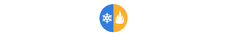 A blue and yellow split circle with snowflake and flame icons representing hot and cold.