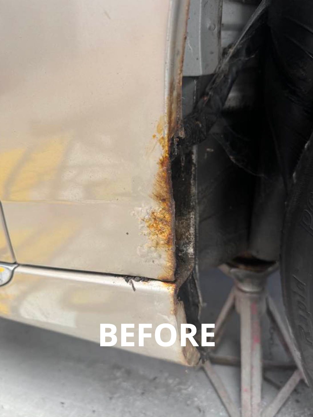 Rust on a car repaired