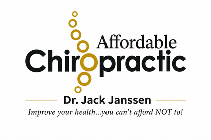 Affordable Chiropractic business card with contact info for Dr. Jack Janssen, white background and black text.
