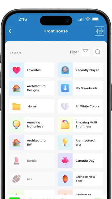 Smartphone screen showing a “Frontline” app home menu with colorful support/service tiles and icons.