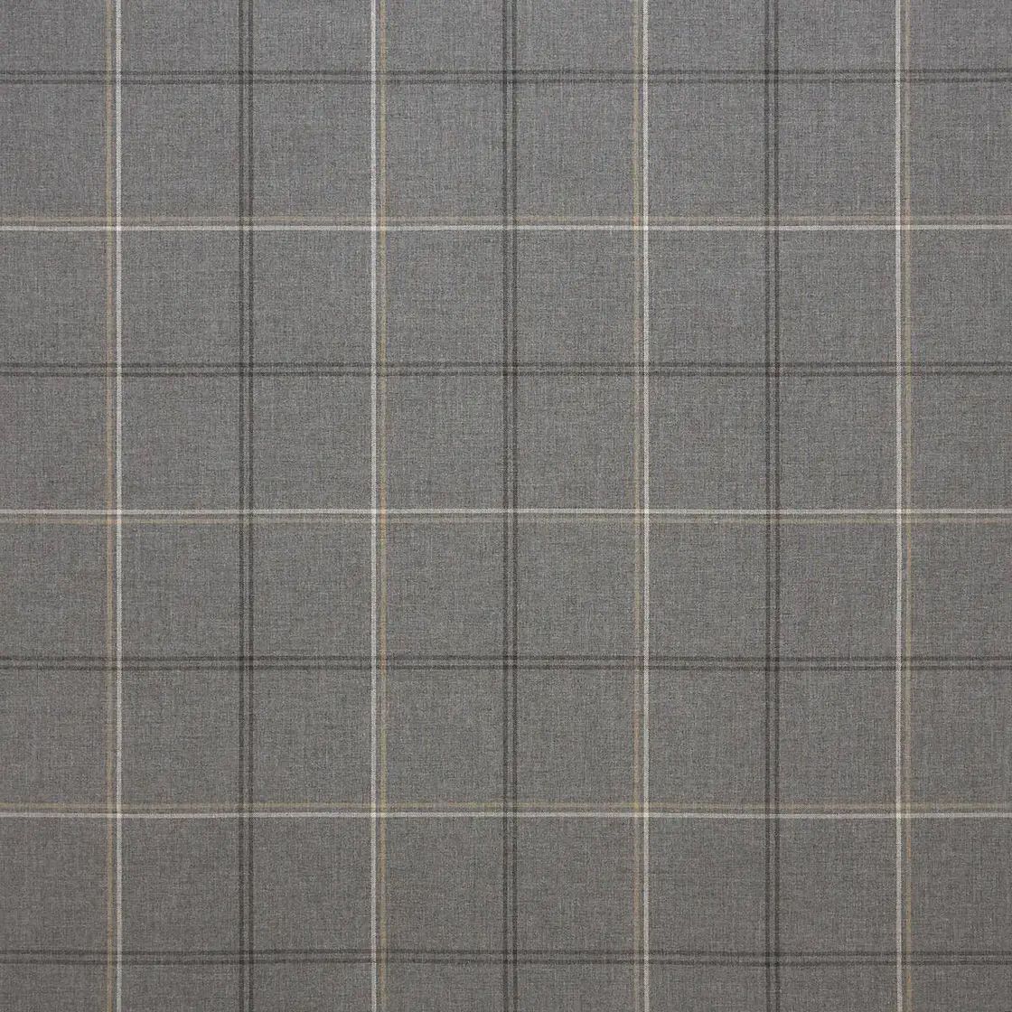 Gray plaid fabric with a subtle windowpane pattern
