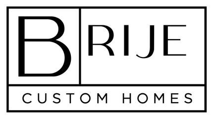 Brije Custom Homes logo in black serif and sans-serif text on a white background