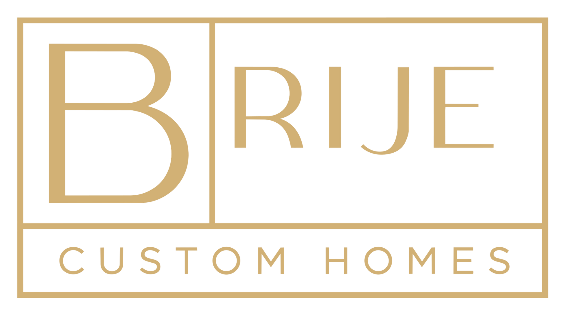Brije Custom Homes logo in gold on a white background