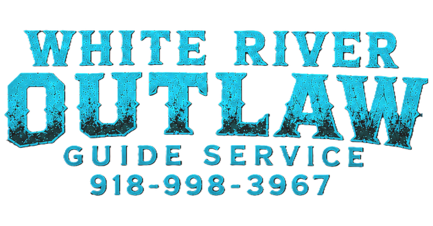 White River Outlaw Guide Service logo with blue text and phone number 918-998-3967