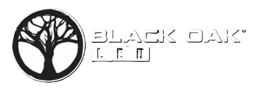 Black Oak Farm logo with a black tree silhouette in a circle and stylized text on a white background